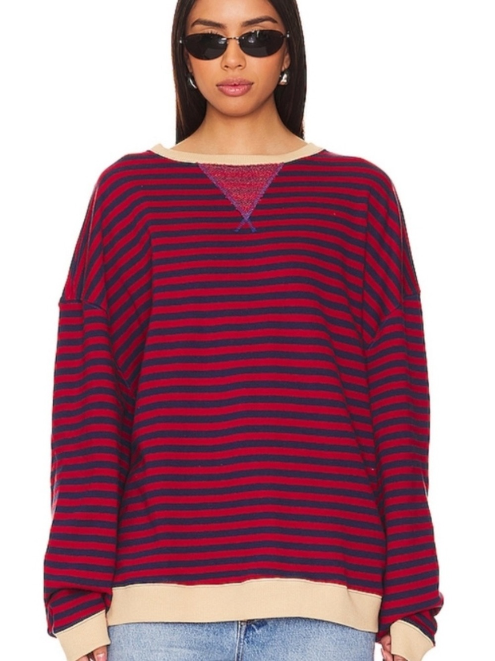 Free People (We the Free) Classic Striped Oversized Crewneck
